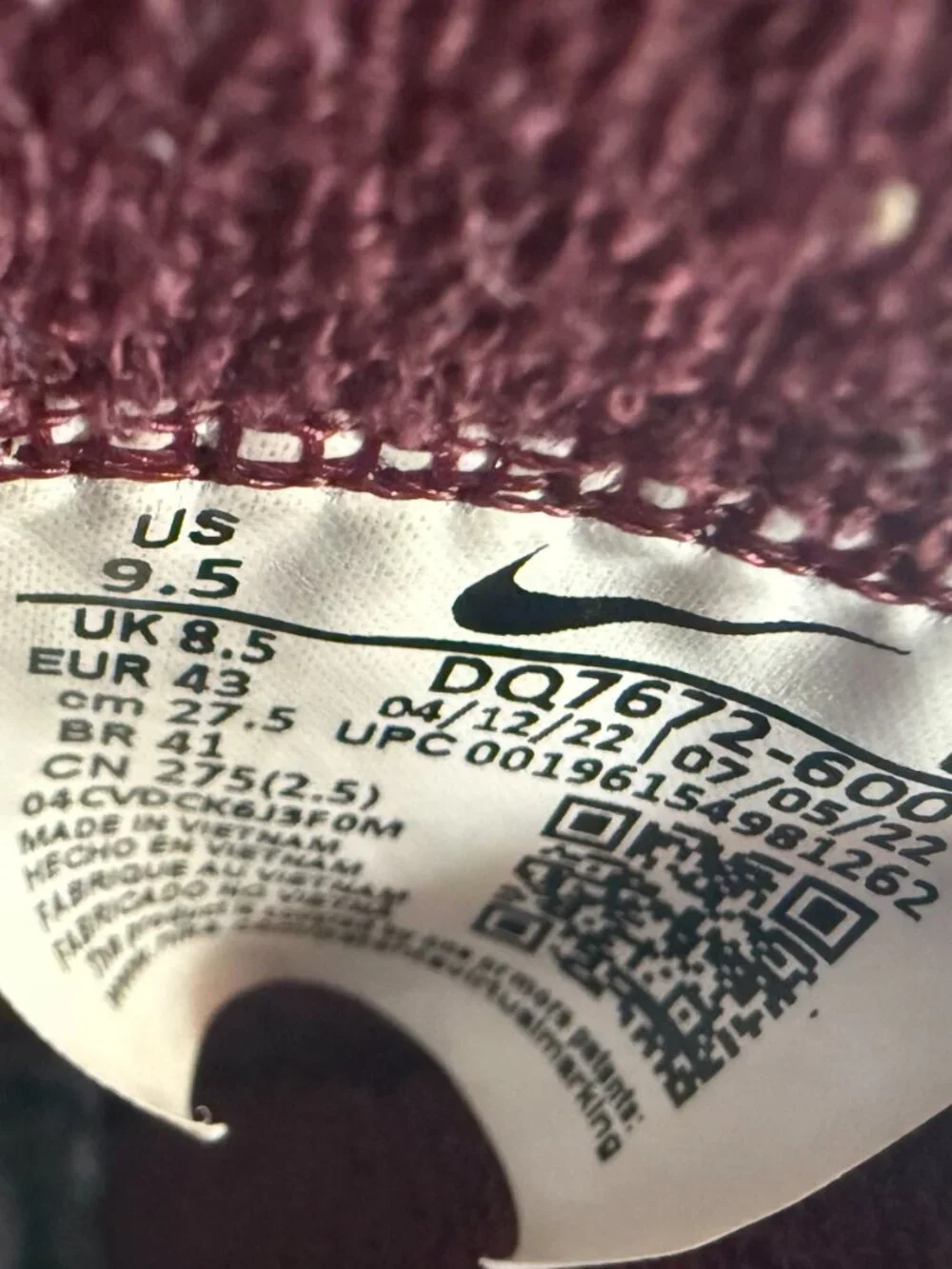 Nike Blazer Mid '77 Premium College Pack Night Maroon M 9.5